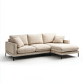 Canapé d'angle droit 3 places beige en polyester avec méridienne 260 x 160 x 82 cm