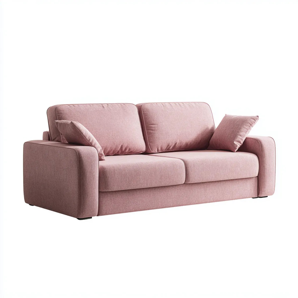 Canapé droit 3 places rose poudré 220 x 92 x 85 cm en polyester rectangulaire