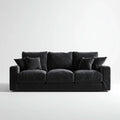 Canapé droit 3 places noir 230 x 95 x 85 cm en polyester forme rectangulaire