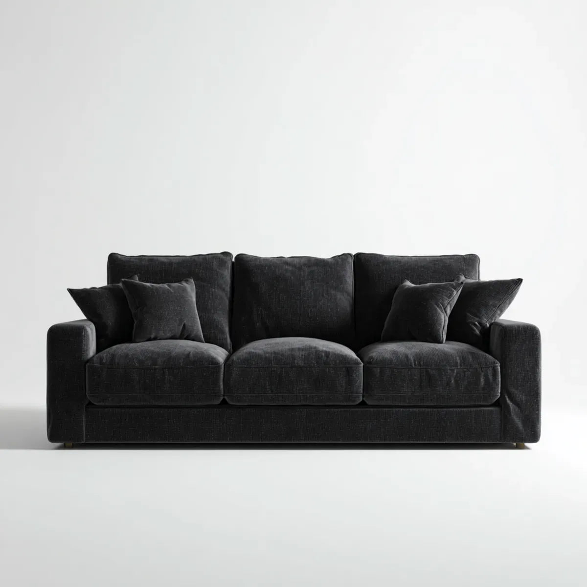 Canapé droit 3 places noir 230 x 95 x 85 cm en polyester forme rectangulaire