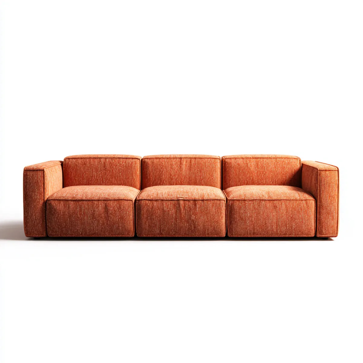 Canapé droit 3 places orange brique en polyester 240 x 95 x 78 cm rectangulaire