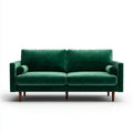 Canapé 2 places vert foncé en velours polyester avec pieds en bois massif 170 x 85 x 84 cm