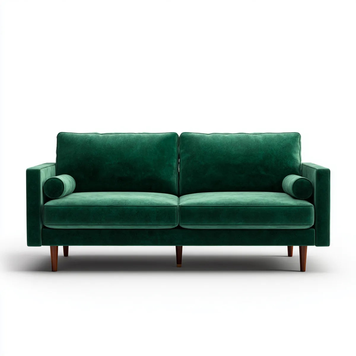 Canapé 2 places vert foncé en velours polyester avec pieds en bois massif 170 x 85 x 84 cm