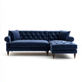 Canapé d'angle droit 3 places bleu nuit en velours de polyester 280 x 165 x 85 cm