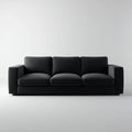 Canapé 3 places droit noir 220 x 90 x 85 cm en polyester forme rectangulaire