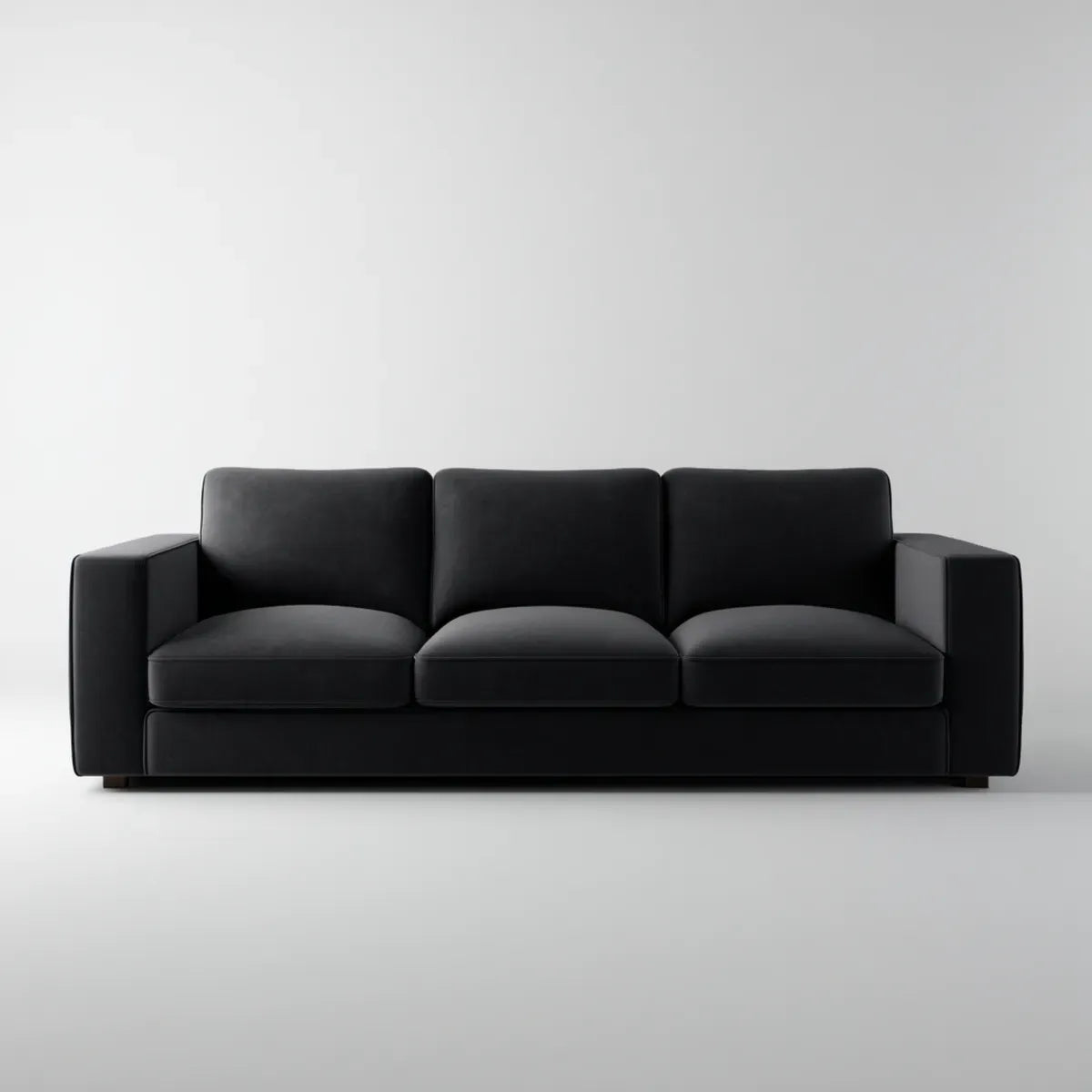 Canapé 3 places droit noir 220 x 90 x 85 cm en polyester forme rectangulaire