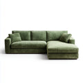 Canapé d’angle droit 3 places vert olive en velours de polyester 270 x 165 x 85 cm