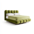 Lit double cadre de lit vert olive 160 x 200 cm en velours polyester à tête de lit capitonnée rectangulaire