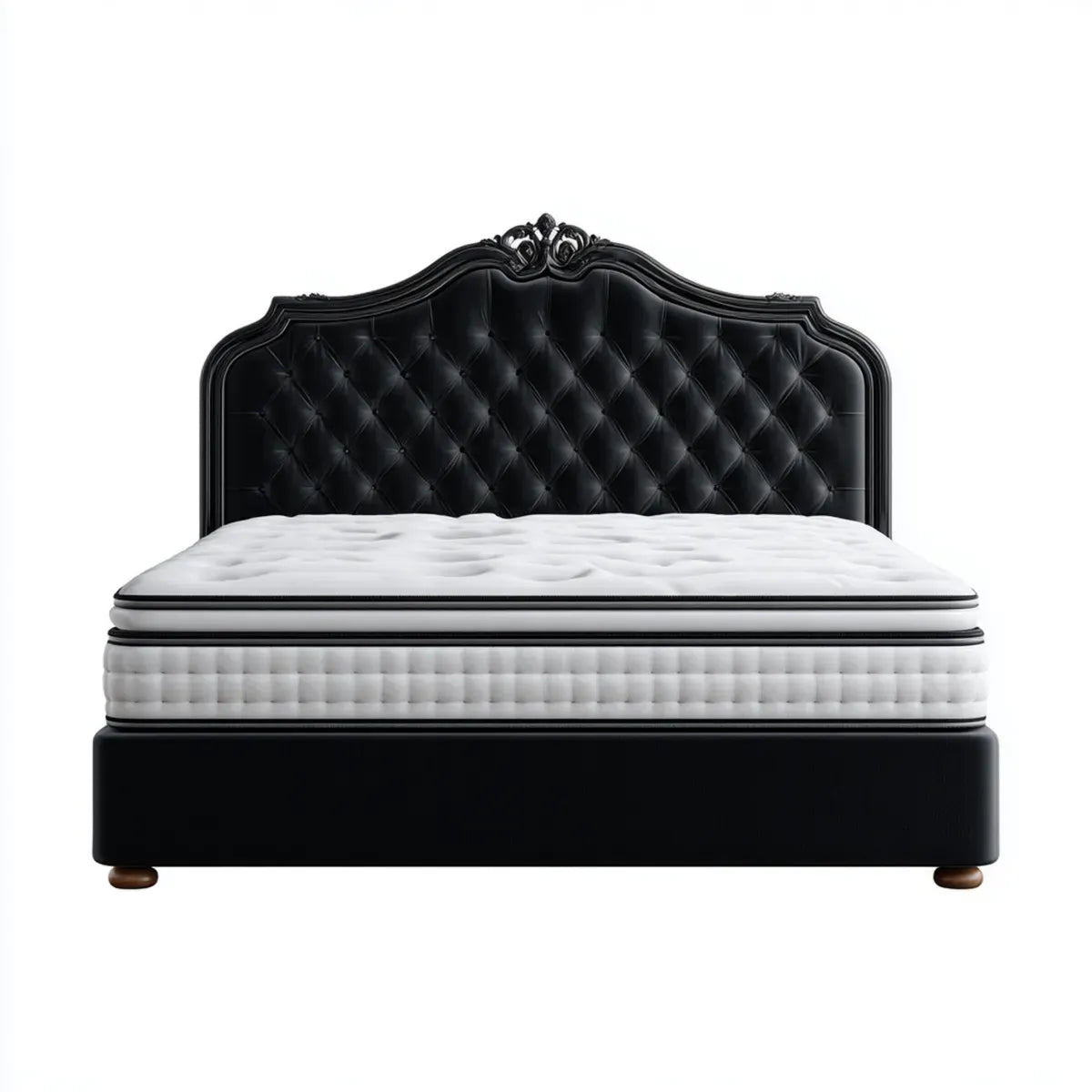 Lit double avec matelas noir 160 x 200 cm revêtement similicuir PU rectangulaire