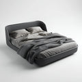 Lit double rembourré gris anthracite 160 x 200 cm polyester forme rectangulaire