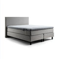 Lit double continental gris 160 x 200 cm en polyester rectangulaire avec tête de lit et surmatelas