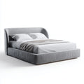Lit double capitonné gris 160 x 200 cm en polyester rectangulaire