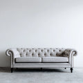 Canapé Chesterfield 3 places gris clair en polyester capitonné 220 x 90 x 75 cm