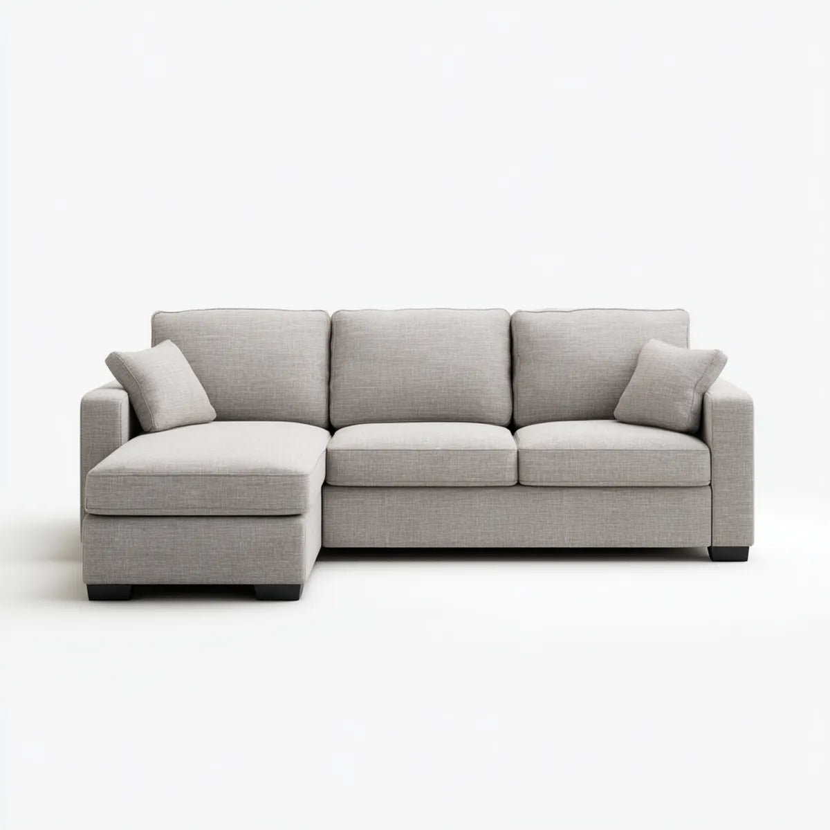 Canapé d’angle réversible 3 places gris clair 245 x 158 x 85 cm en polyester forme L