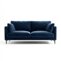 Canapé droit 2 places bleu nuit en velours côtelé polyester 180 x 88 x 84 cm