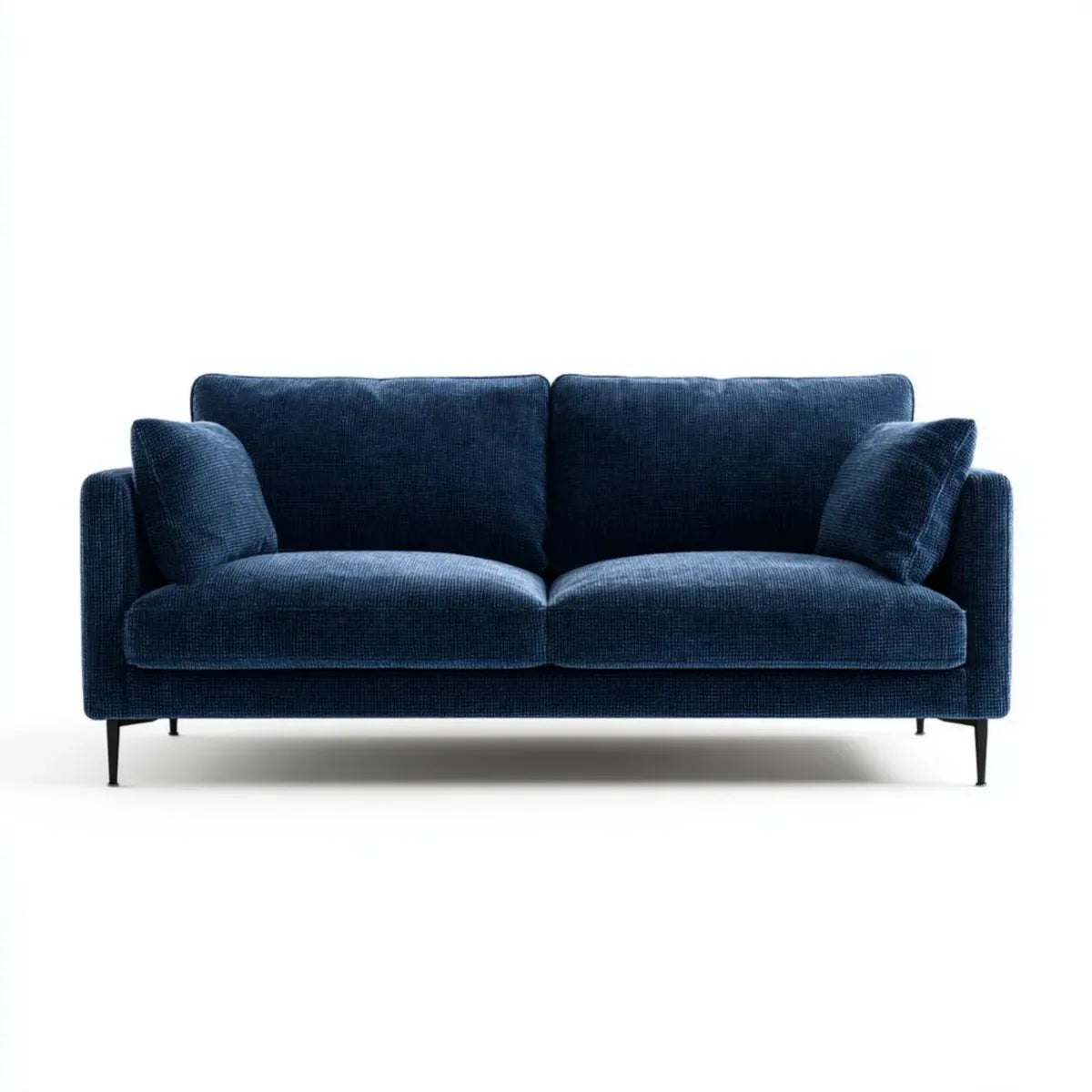 Canapé droit 2 places bleu nuit en velours côtelé polyester 180 x 88 x 84 cm