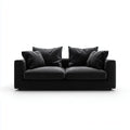 Canapé 2 places noir en velours de polyester rectangulaire 170 x 90 x 85 cm