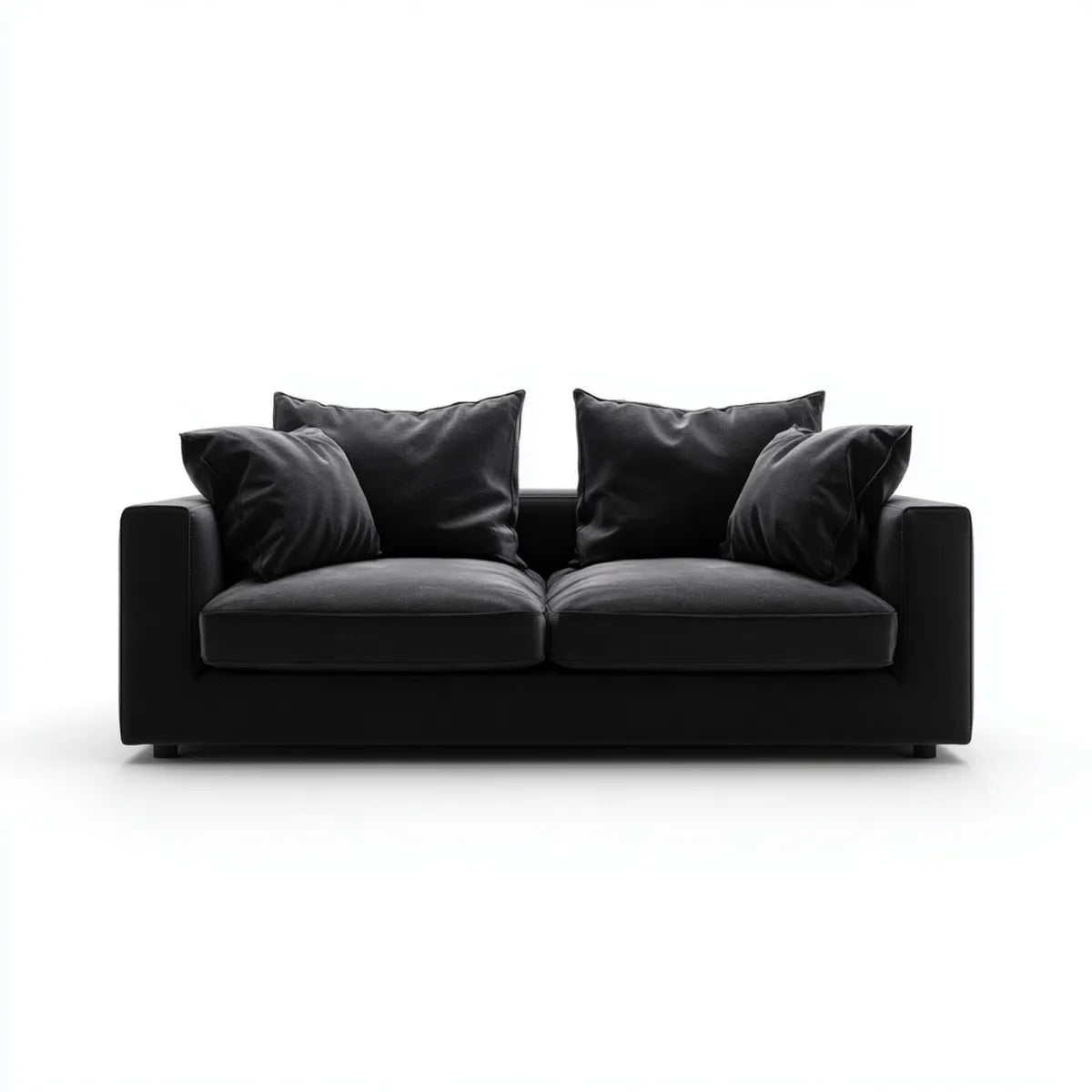 Canapé 2 places noir en velours de polyester rectangulaire 170 x 90 x 85 cm