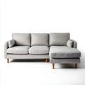 Canapé d’angle 3 places gris clair avec méridienne droite 230 x 150 cm en polyester et bois massif