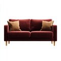 Canapé 2 places bordeaux en velours polyester avec pieds en hévéa massif 160 x 85 x 82 cm