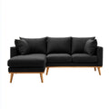 Canapé d’angle réversible 3 places noir en polyester 230 x 150 x 82 cm
