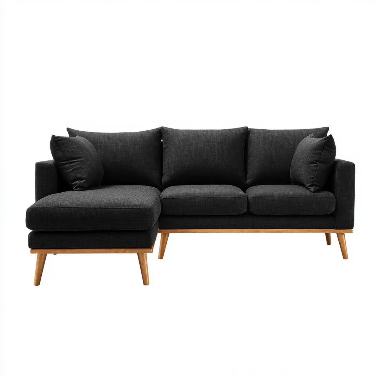 Canapé d’angle réversible 3 places noir en polyester 230 x 150 x 82 cm