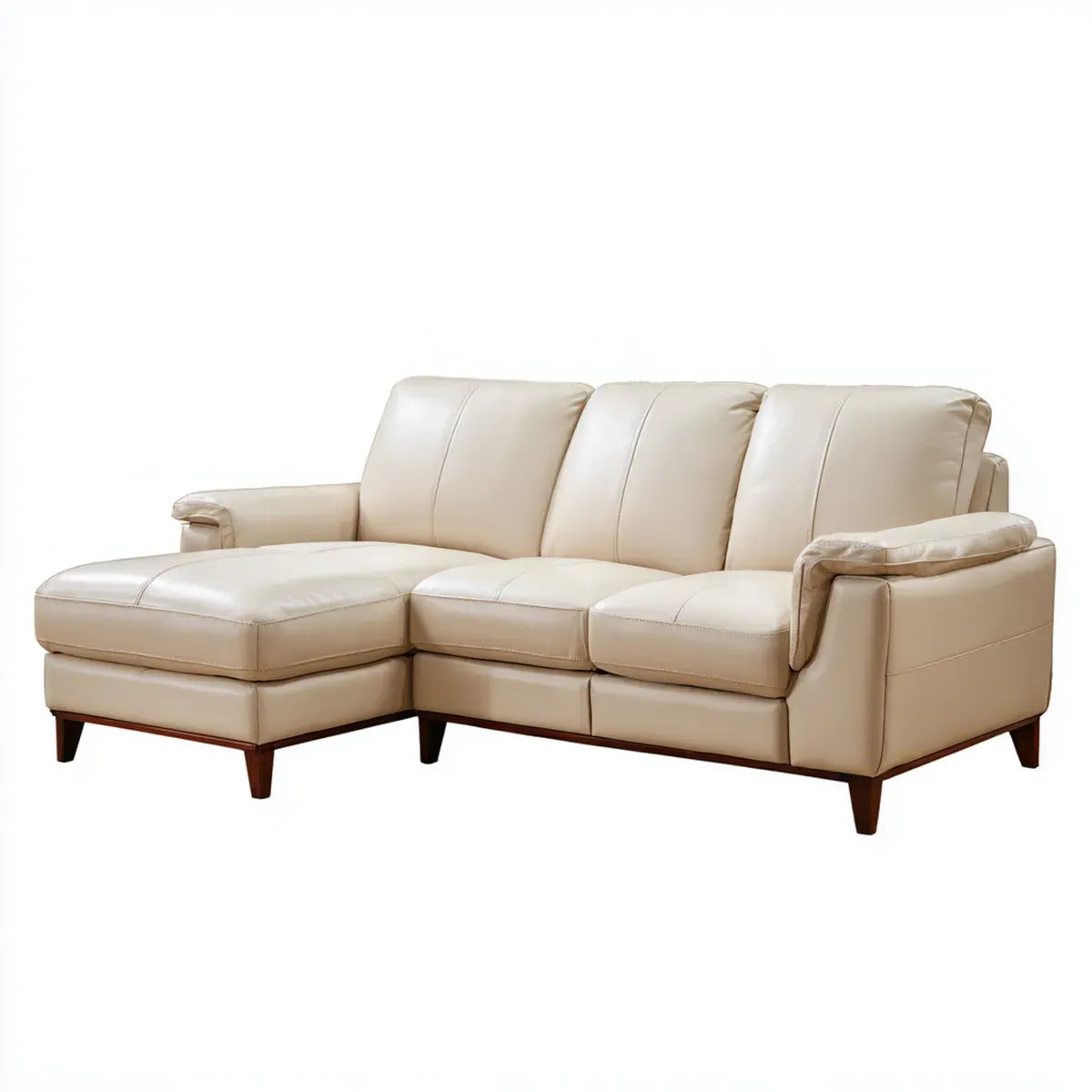 Canapé d’angle 3 places avec méridienne gauche beige en cuir PU 235 x 150 x 85 cm