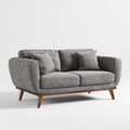 Canapé 2 places droit gris 170 x 85 x 82 cm en polyester avec piètement en bois massif