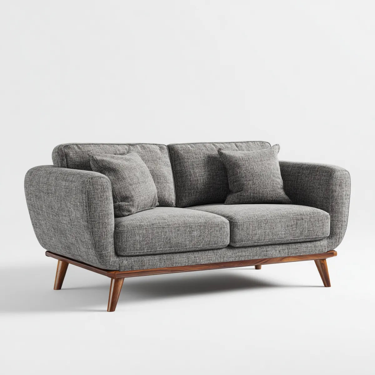 Canapé 2 places droit gris 170 x 85 x 82 cm en polyester avec piètement en bois massif
